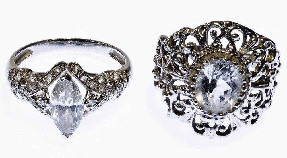 Lot 244: 14k White Gold Rings