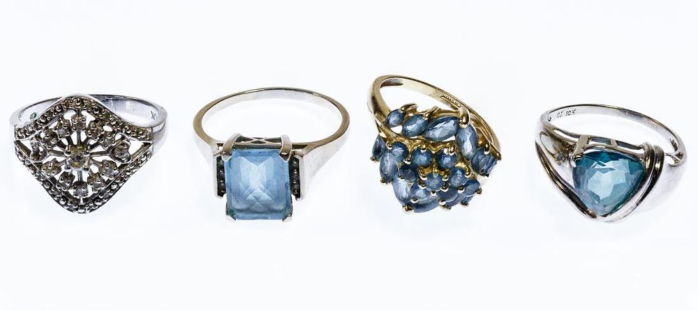 Lot 265: 10k Gold and Semi-Precious Gemstone Ring Assortment