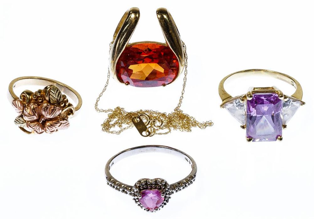 Lot 269: 10k Gold and Semi-Precious Gemstone Jewelry Assortment