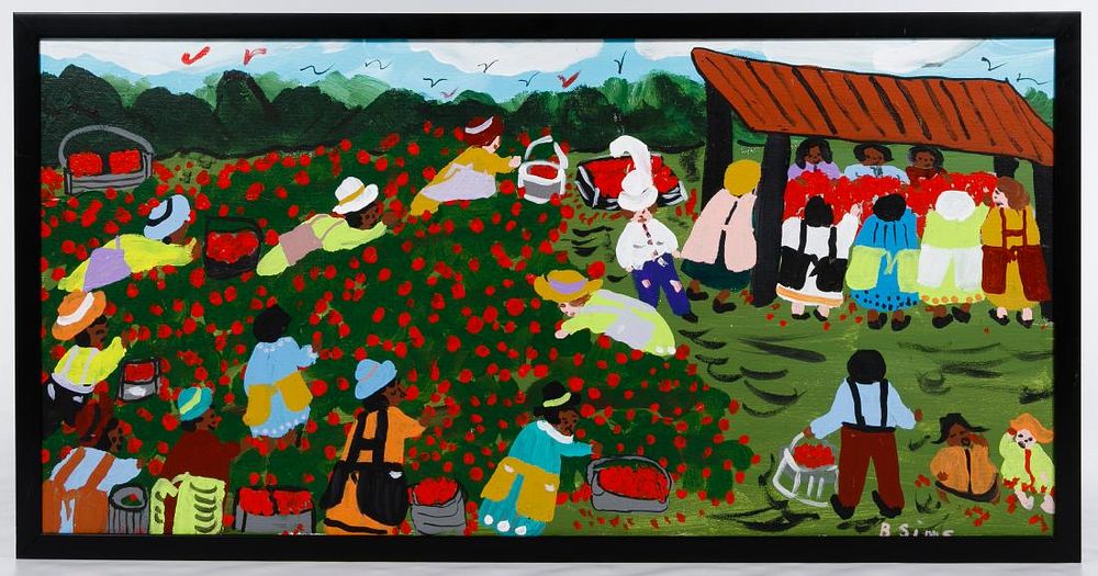 Lot 284: Bernice Sims (American, 1926-2014) 'Strawberry Picking