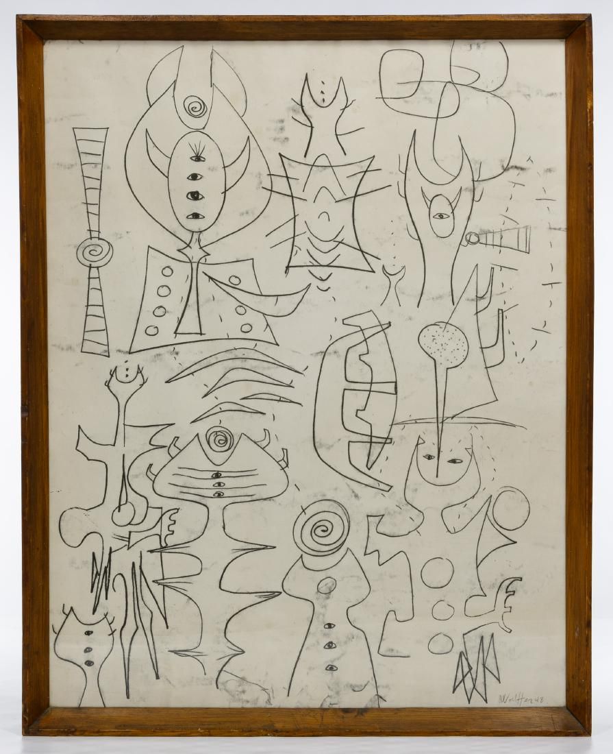 Lot 287: (Attributed to) Emerson Woelffer (American, 1914-2003)