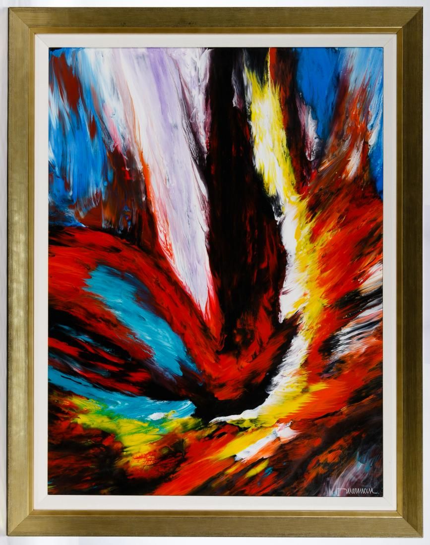 Lot 289: Leonardo Nierman (Mexican, b.1932) 'Ignicion' Oil on