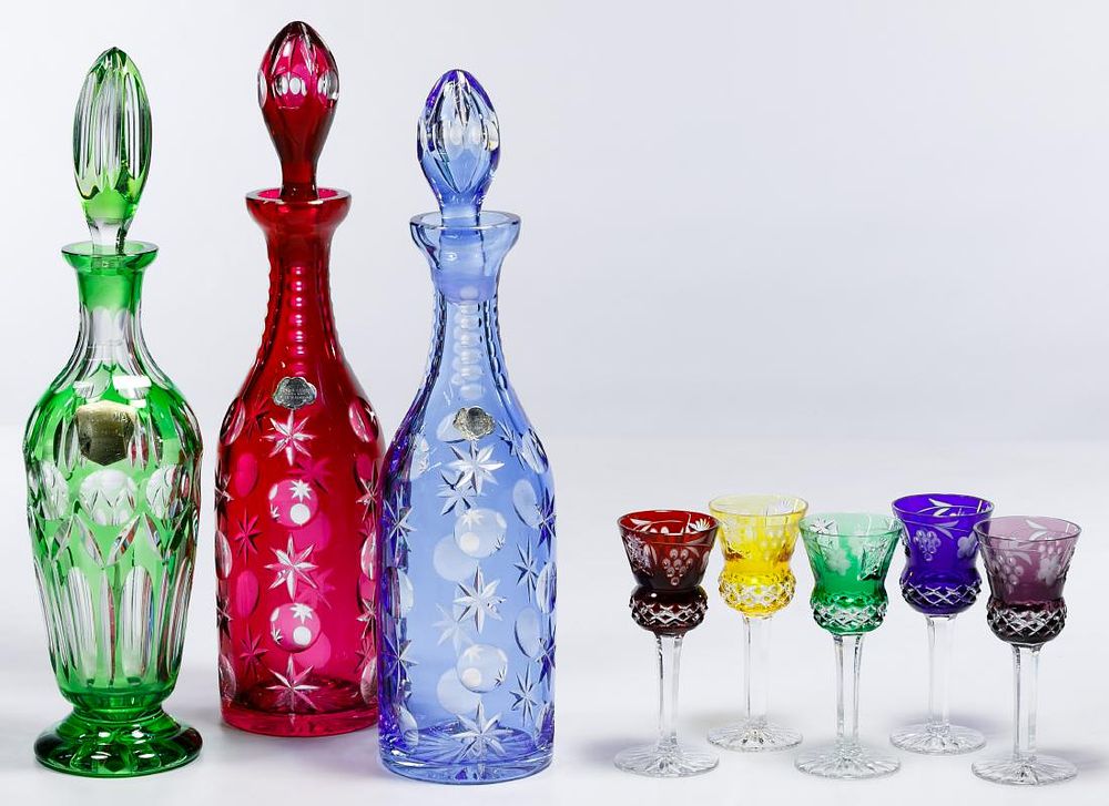 Lot 318: German Cut Crystal Decanters and Cordials