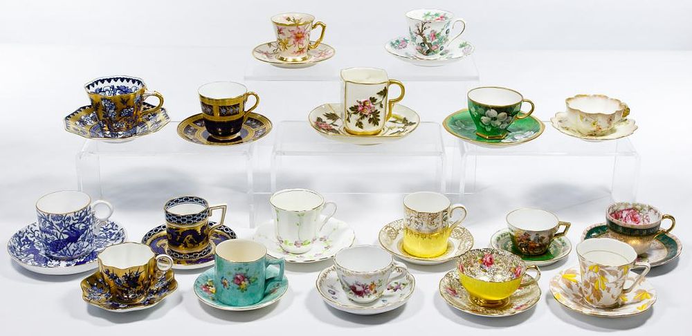 Lot 346: English Demitasse Cup and Saucer Assortment