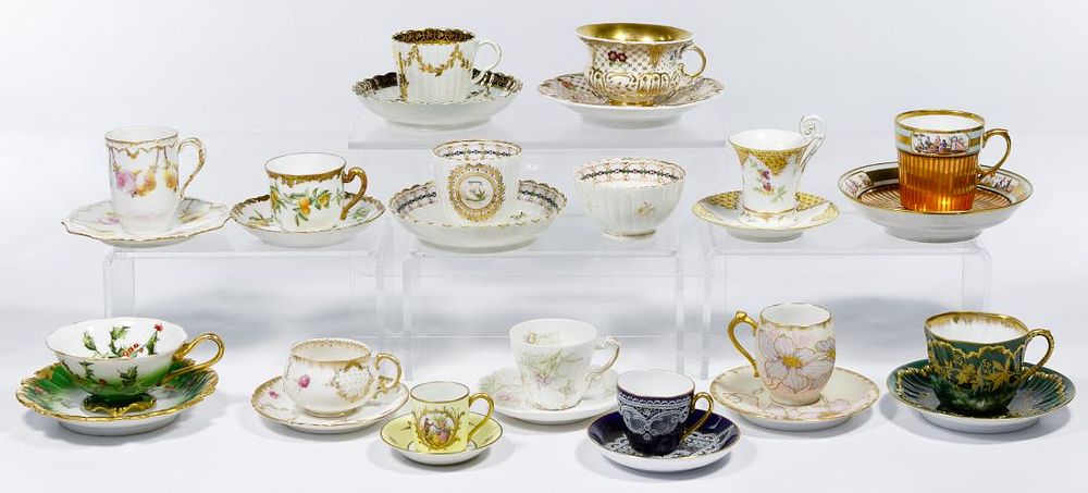 Lot 348: Limoges Cup and Saucer Assortment