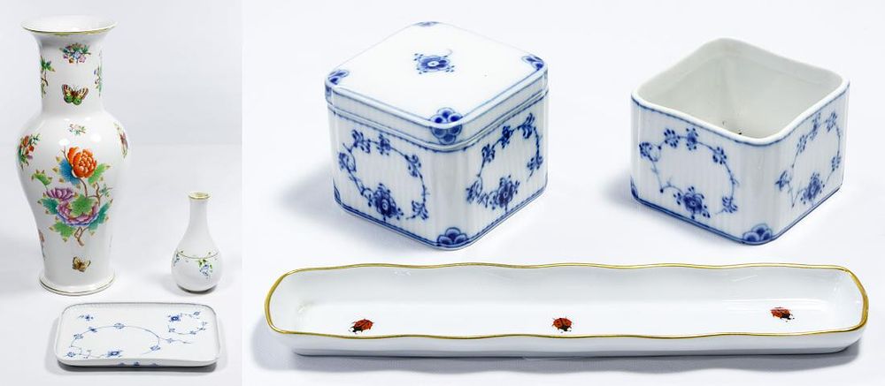 Lot 353: Herend Vases and Royal Copenhagen Assortment