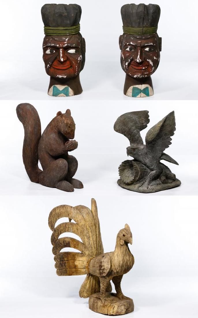 Lot 378: Primitive Folk Art Wood Carving Assortment