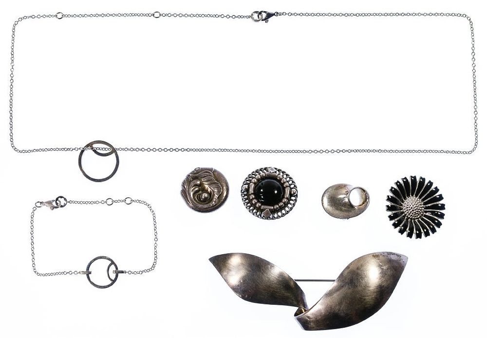 Lot 419: Georg Jensen and Mont Blanc Sterling Silver Jewelry