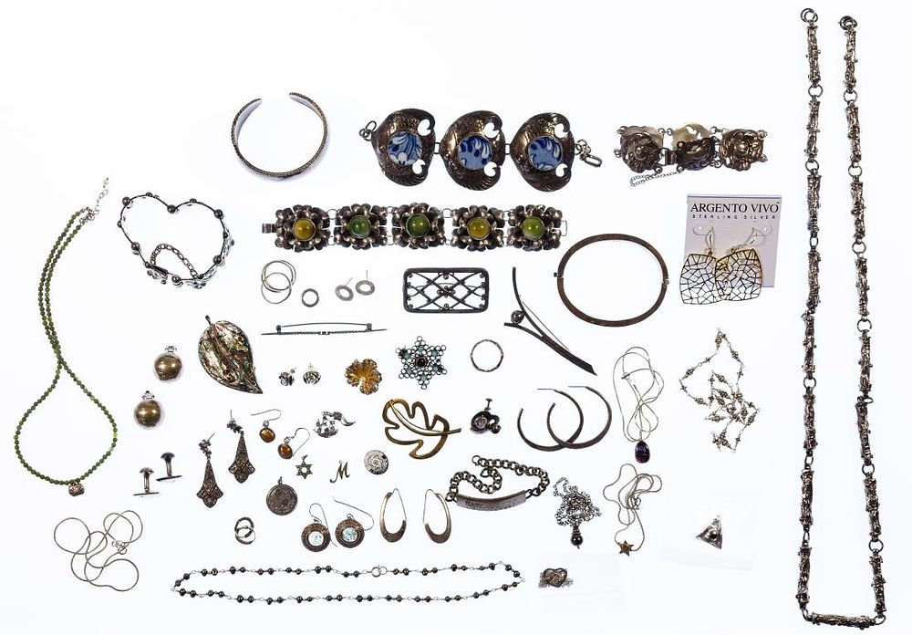 Lot 421: Robert Larin Brutalist Necklace, George Jensen Brooch