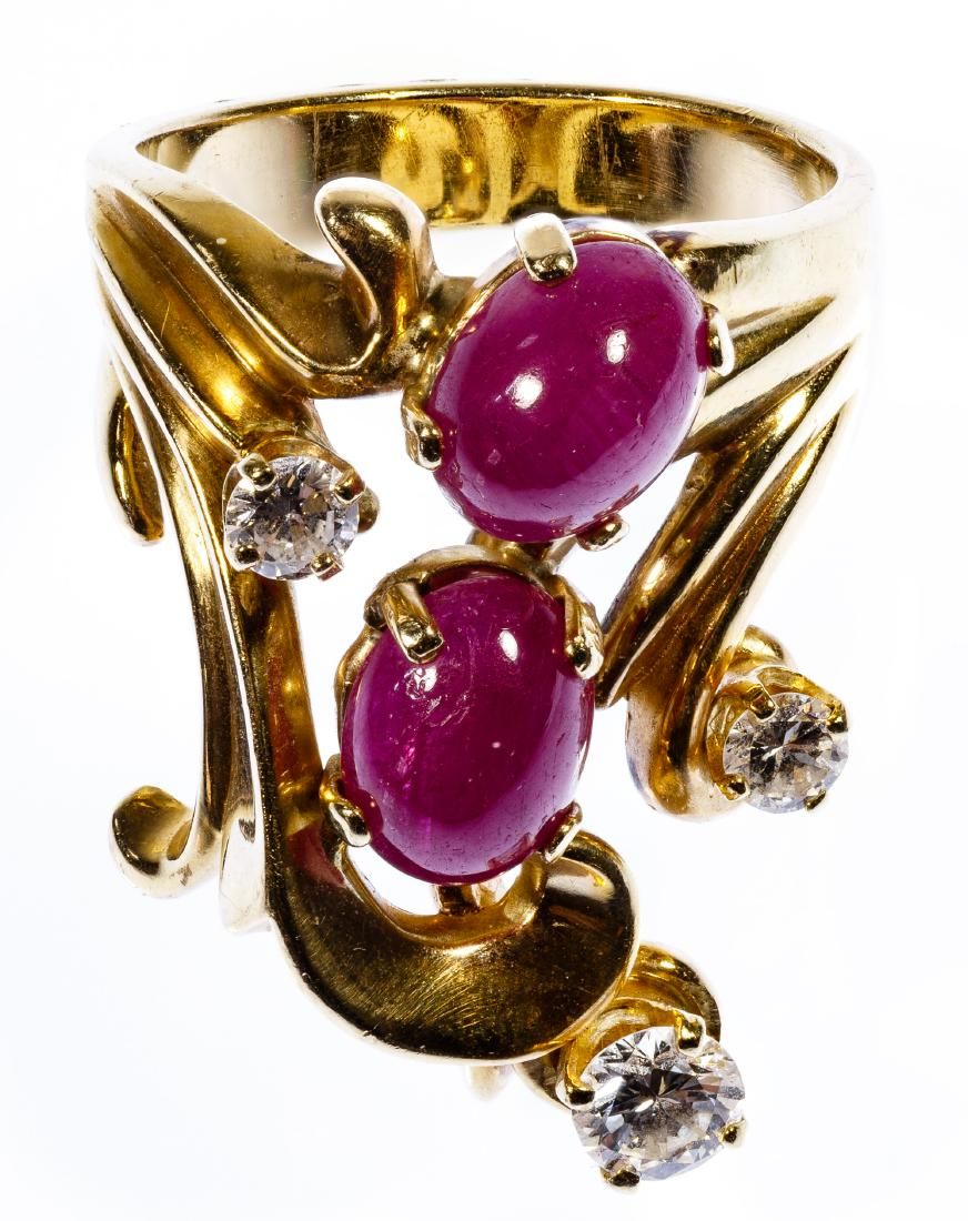 Lot 161: 14k Gold, Ruby and Diamond Ring