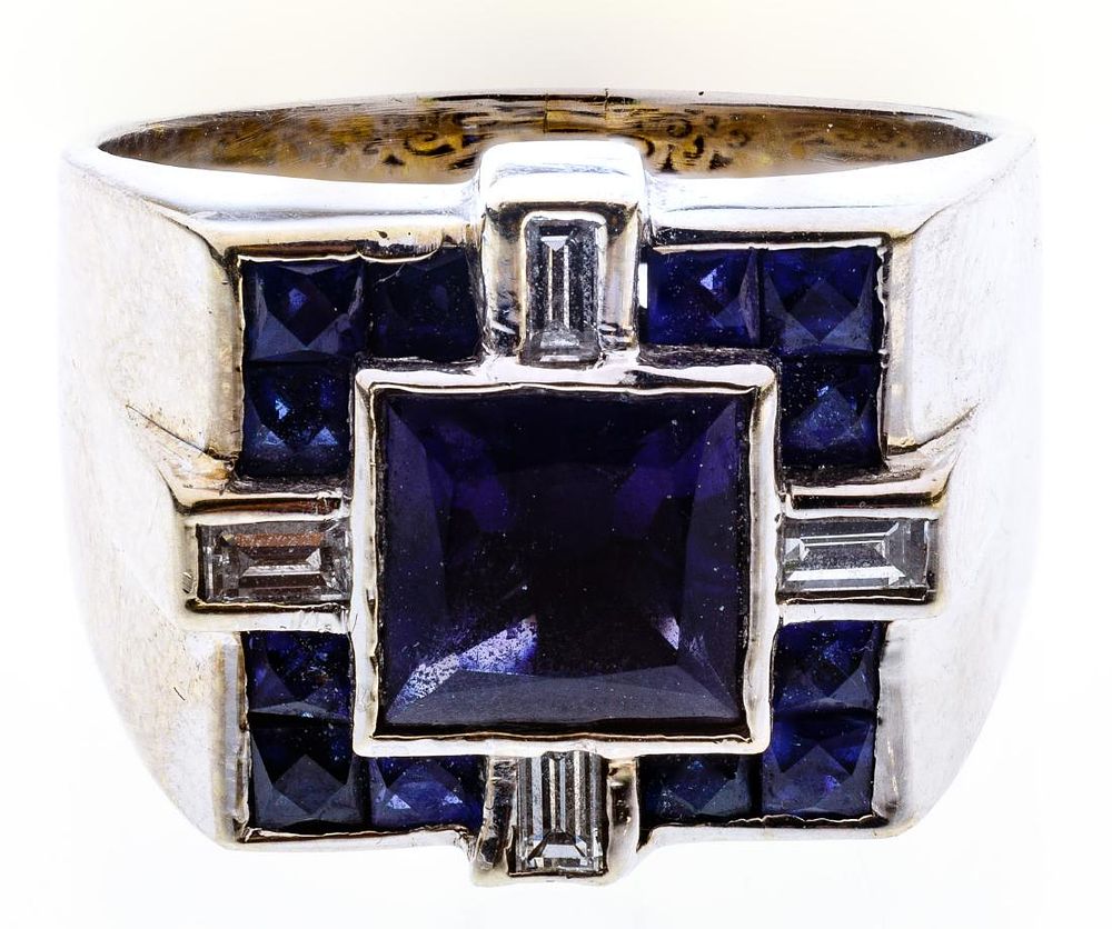 Lot 163: 14k White Gold and Gemstone Ring