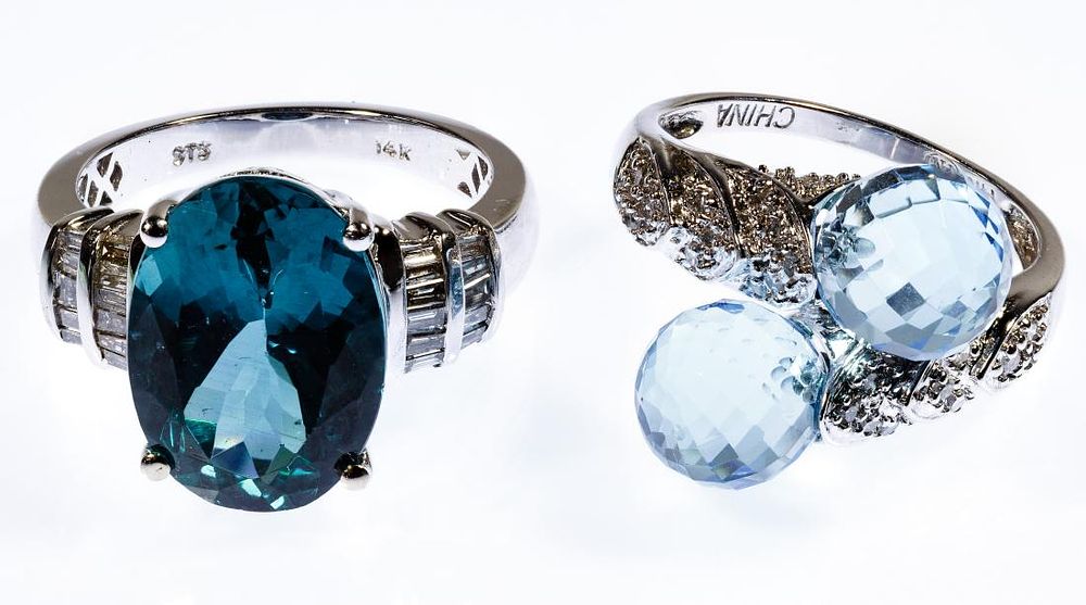 Lot 164: 14k White Gold and Gemstone Rings