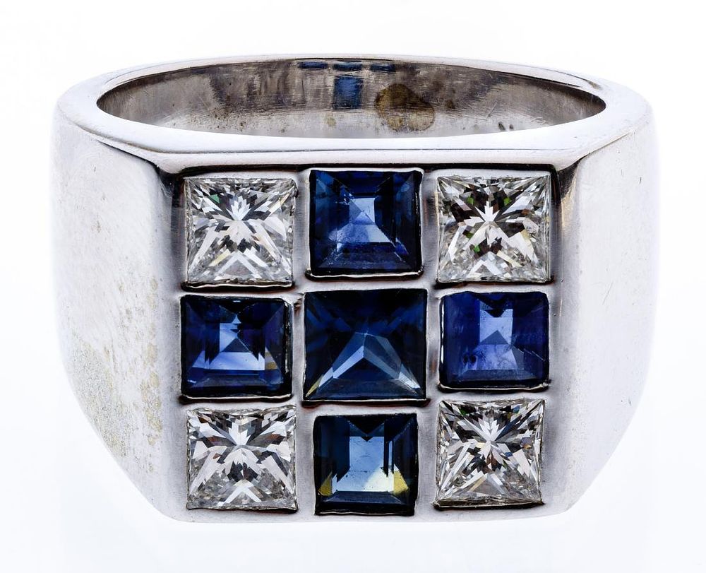 Lot 167: 14k White Gold, Sapphire and Diamond Ring