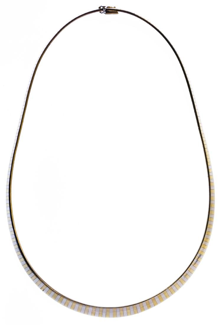 Lot 177: 14k White and Yellow Gold Graduated Omega Necklace