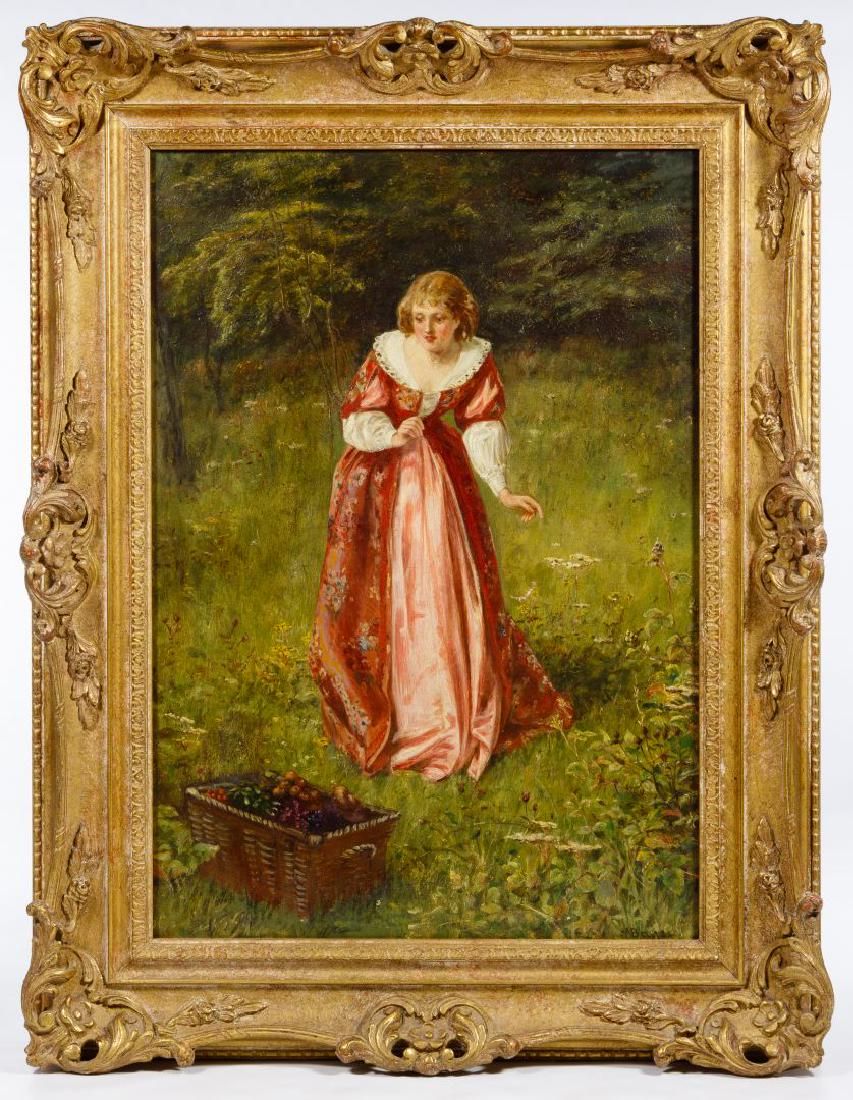 Lot 227: Alfred W Bayes (English, 1831-1909) 'Girl With Picnic