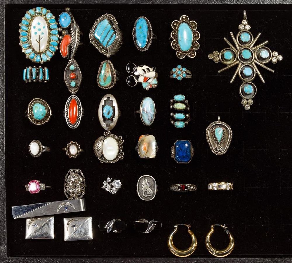 Lot 308: Sterling Silver, Turquoise and Coral Jewelry Assortment