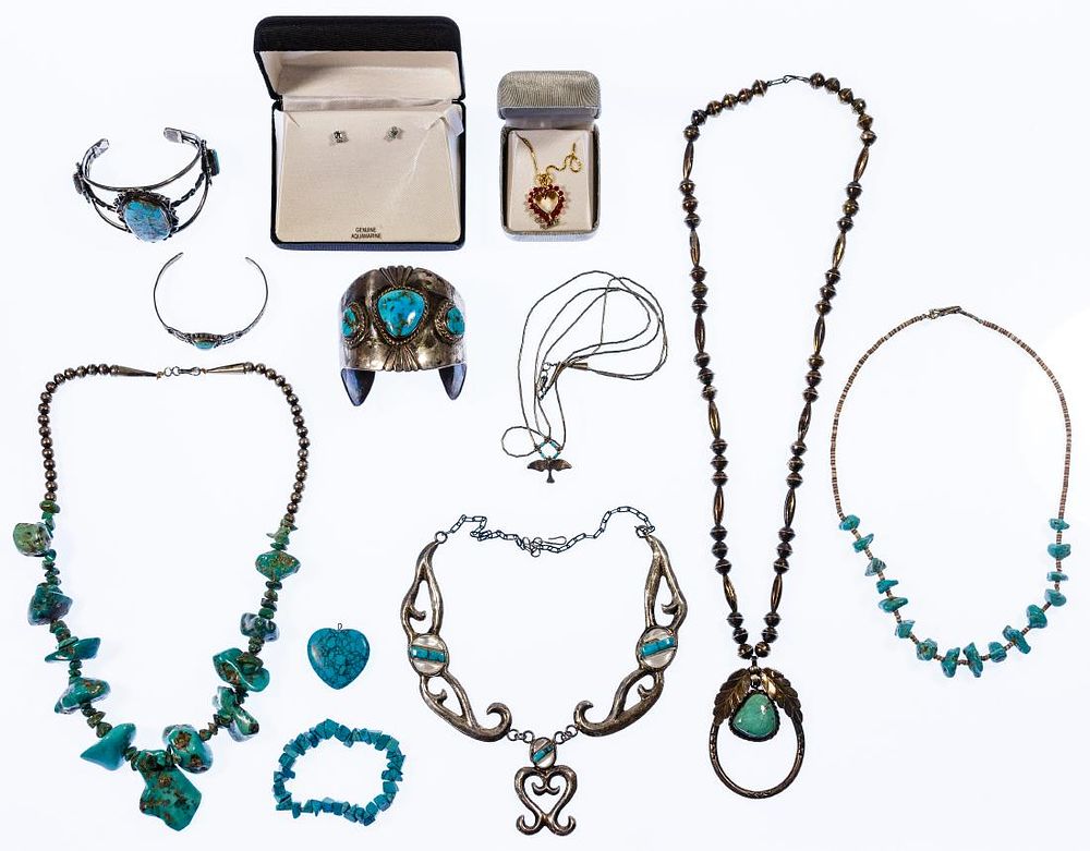 Lot 310: Sterling Silver and Turquoise Jewelry Assortment