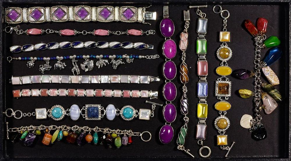 Lot 311: Sterling Silver and Gemstone Bracelet Assortment