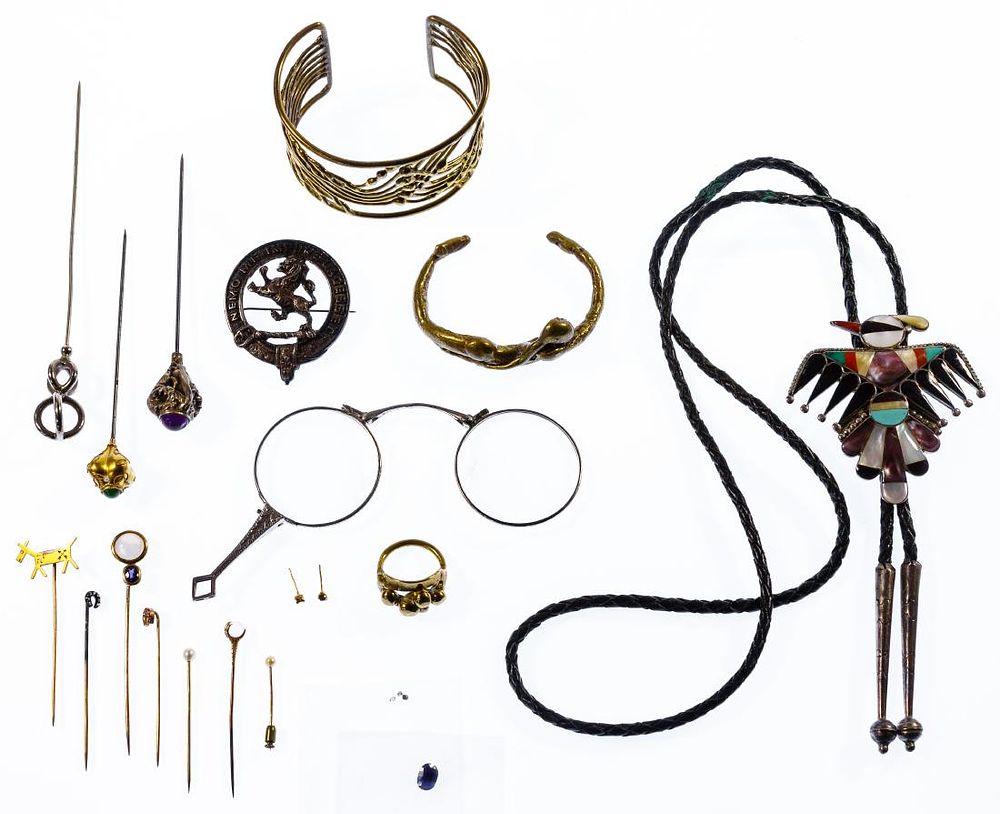 Lot 317: Native American, Brutalist, 14k Gold and Costume
