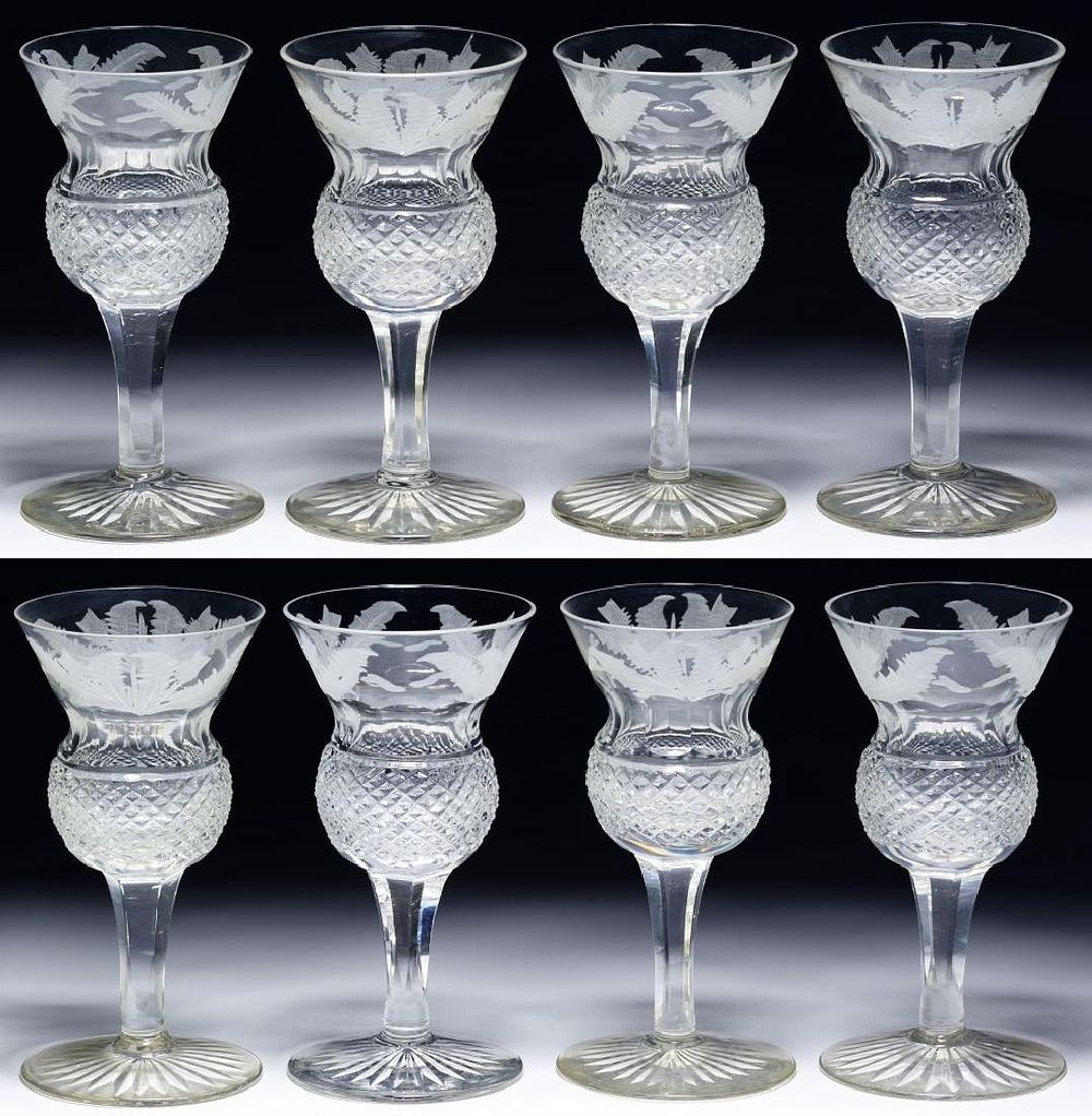 Lot 154A: Edinburgh Crystal 'Thistle' Cordial Glasses