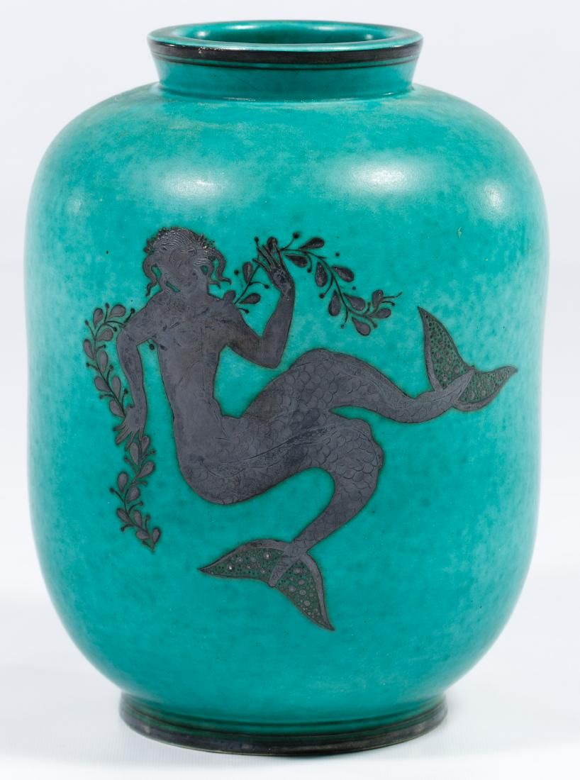 Lot 162: Gustavsberg 'Argenta' Silver Overlay Pottery Vase