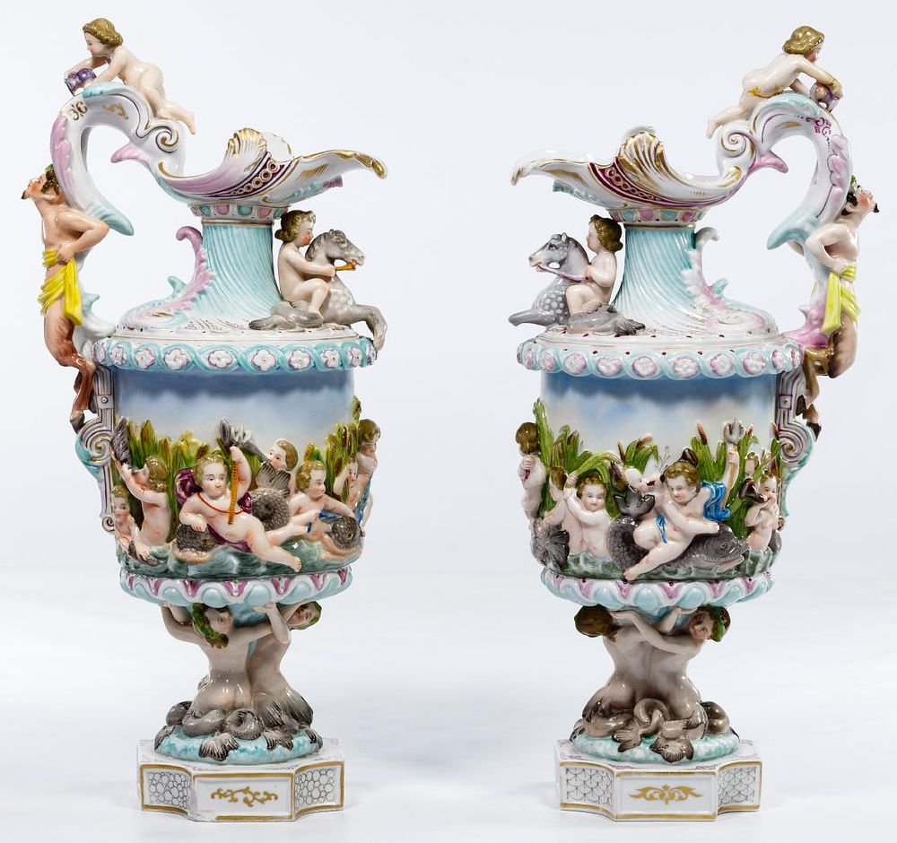 Lot 167: Meissen Style Porcelain Ewers