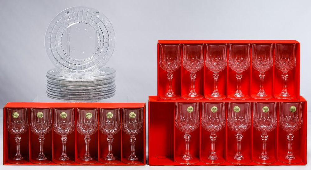 Lot 200: Cristal d'Arques Stemware and Glass Plates