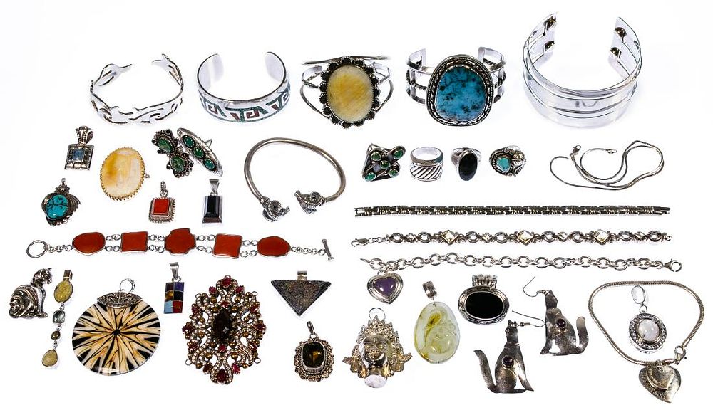 Lot 272: Sterling Silver and 14k Gold Jewelry Assortment