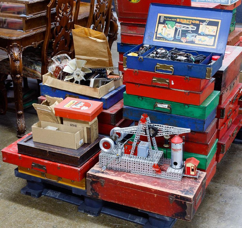Lot 346: AC Gilbert Tool Kit and Erector Set Part Assortment