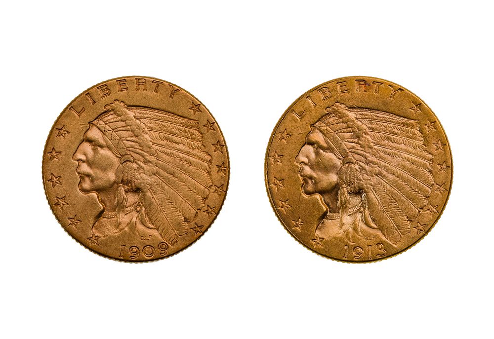 Lot 365: 1909, 1913 $2 1/2 Gold