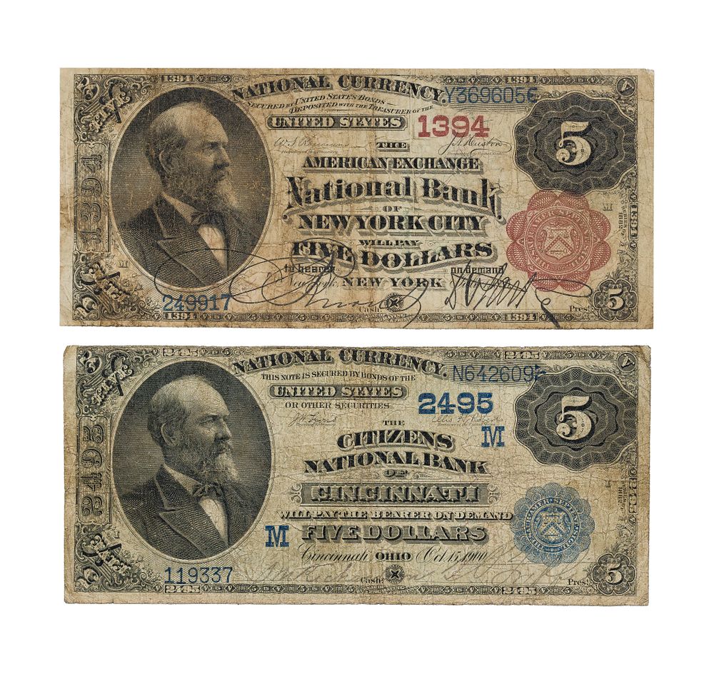 Lot 381: US National Currency Notes