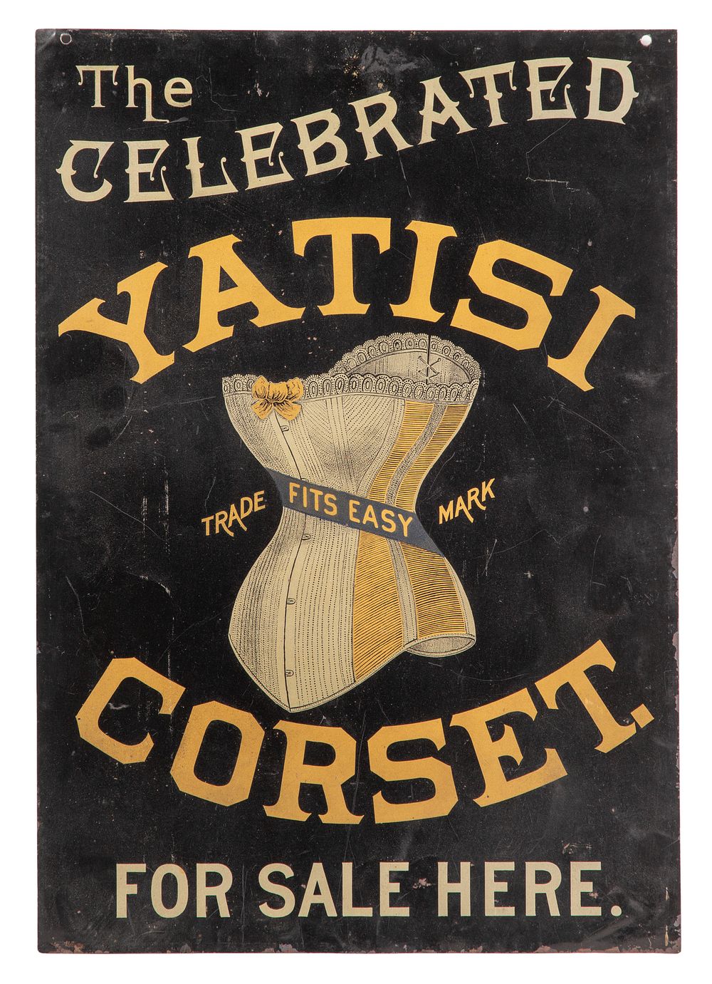 Lot 402: Yatisi Corset Lithographed Tin Advertising Sign