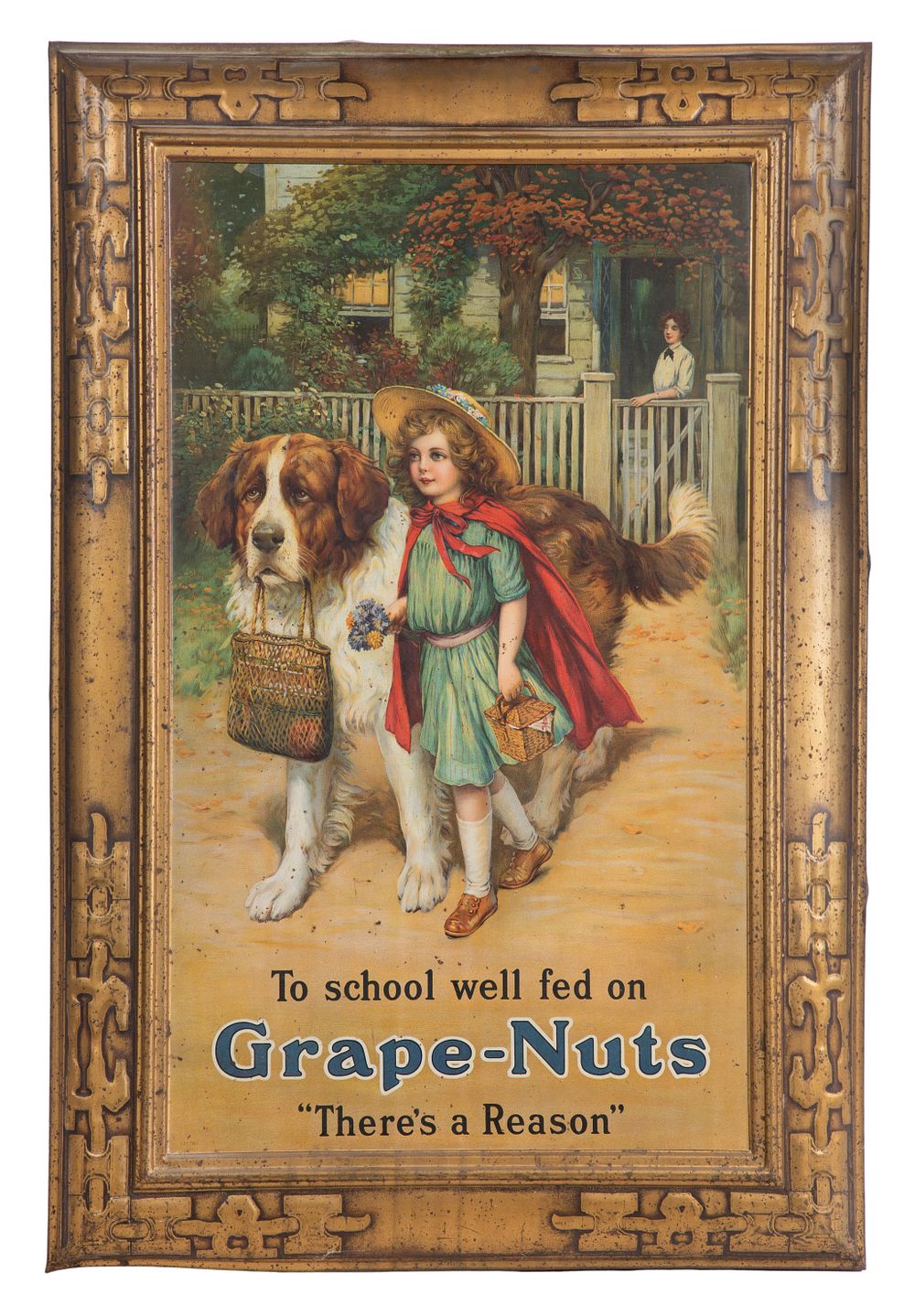 Lot 404: Grape Nuts Lithographed Tin Advertising Sign