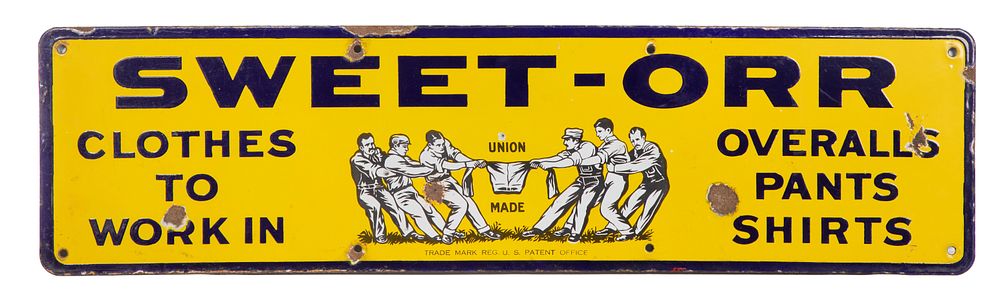 Lot 405: Sweet-Orr Overalls Advertising Porcelain Sign