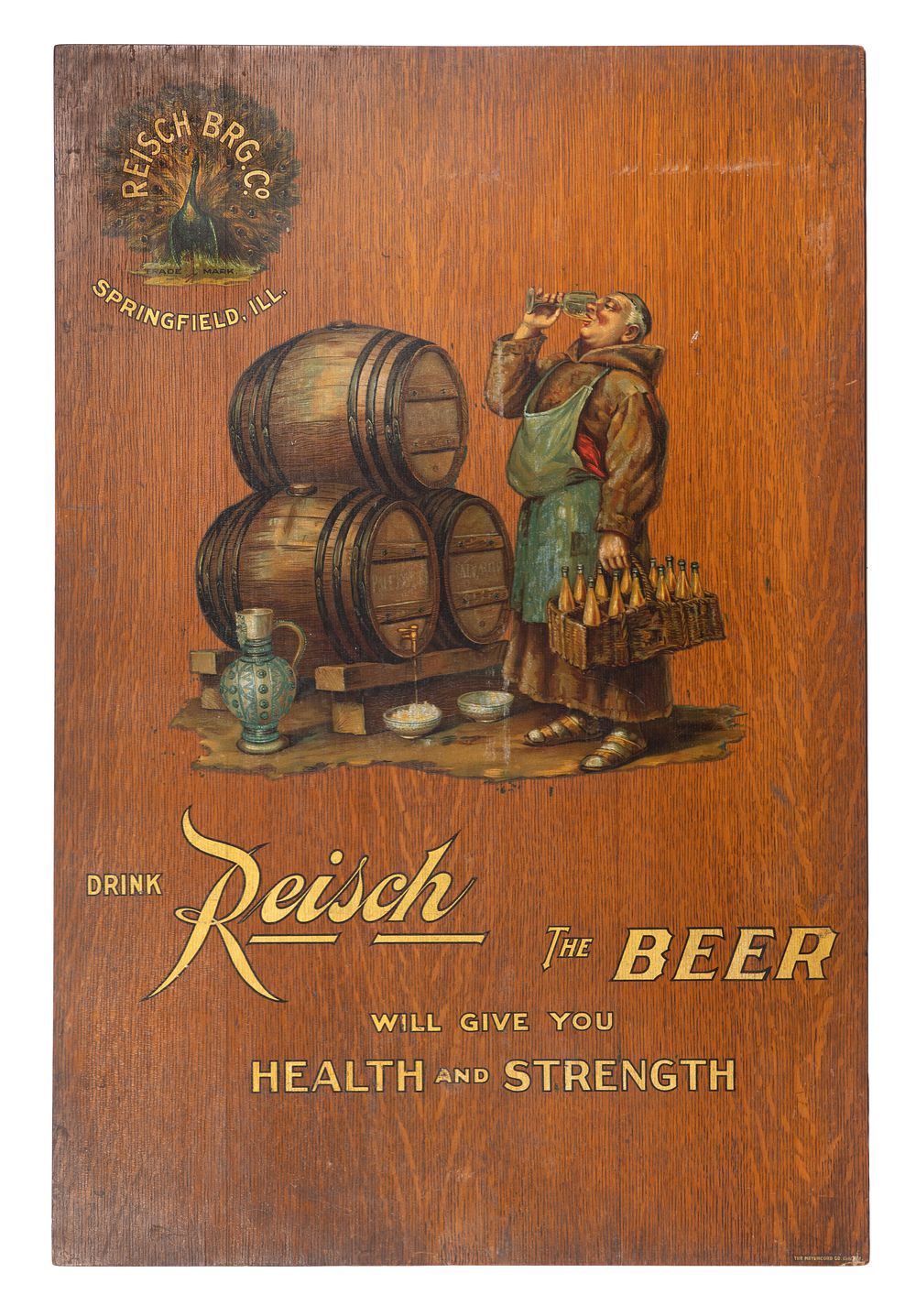 Lot 412: Reisch Brg. Co. Wood Advertising Sign