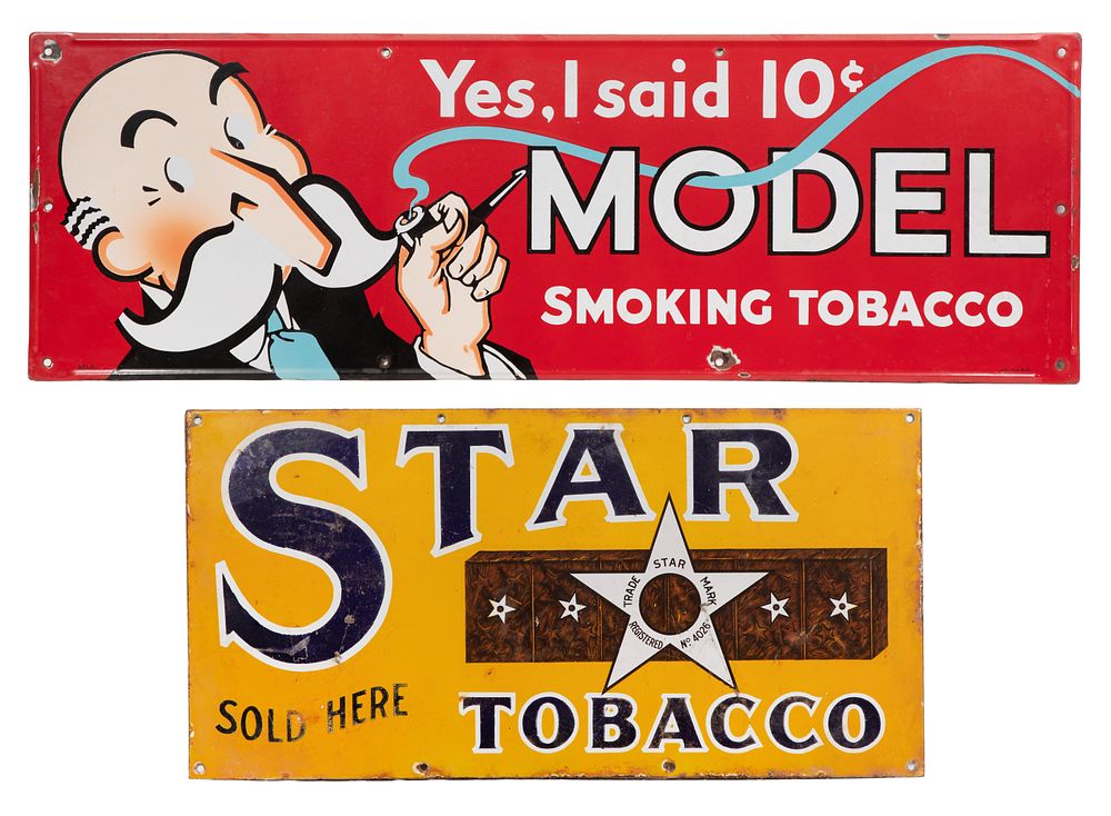 Lot 414: Star Tobacco and Model Tobacco Porcelain Advertising Signs