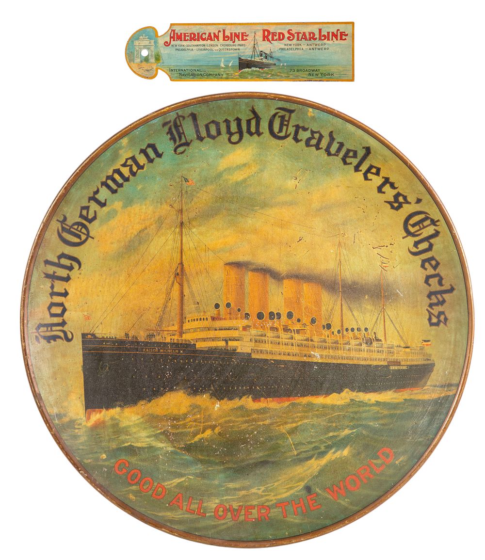 Lot 418: North German Lloyd Steamship Advertising Wall Charger Sign