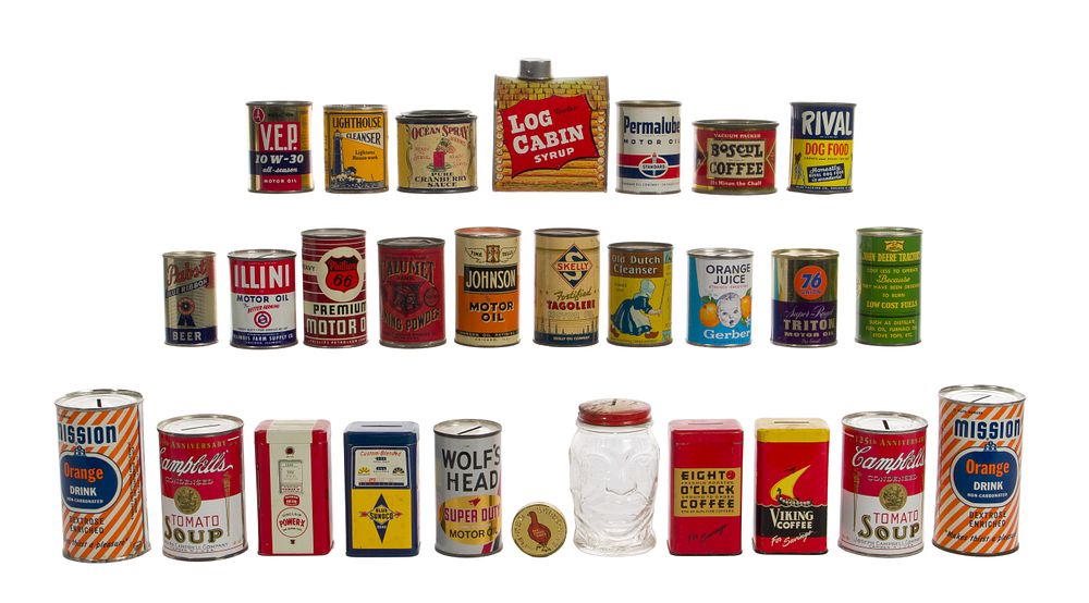 Lot 430: Lithographed Tin Advertising Still Bank Collection