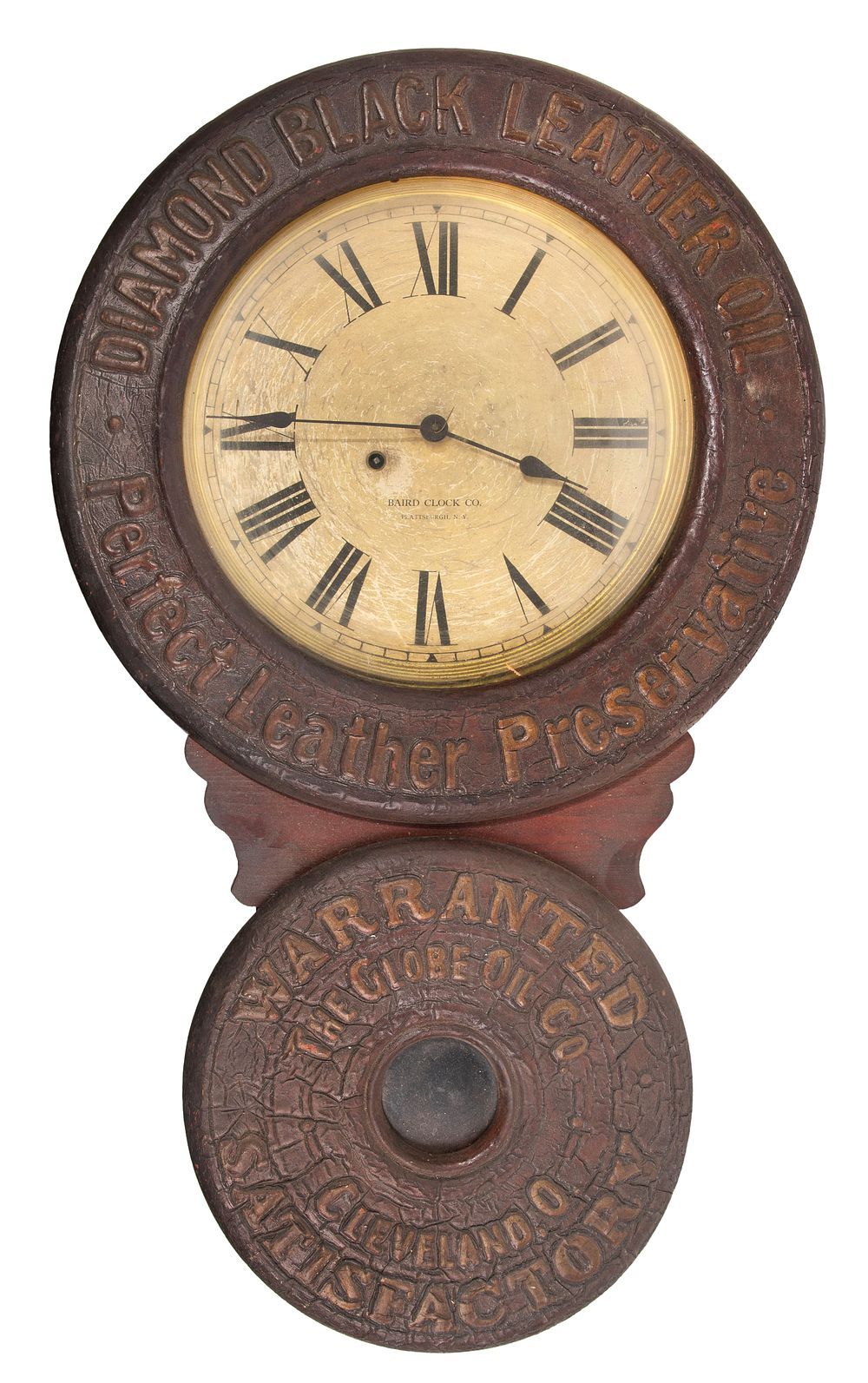 Lot 435: Baird Clock Co. for Globe Oil Advertising Wall Clock