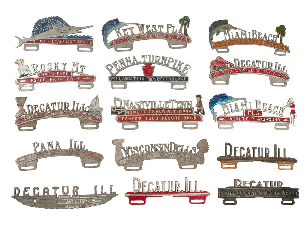 Lot 448: Cast Aluminum License Plate Topper Assortment