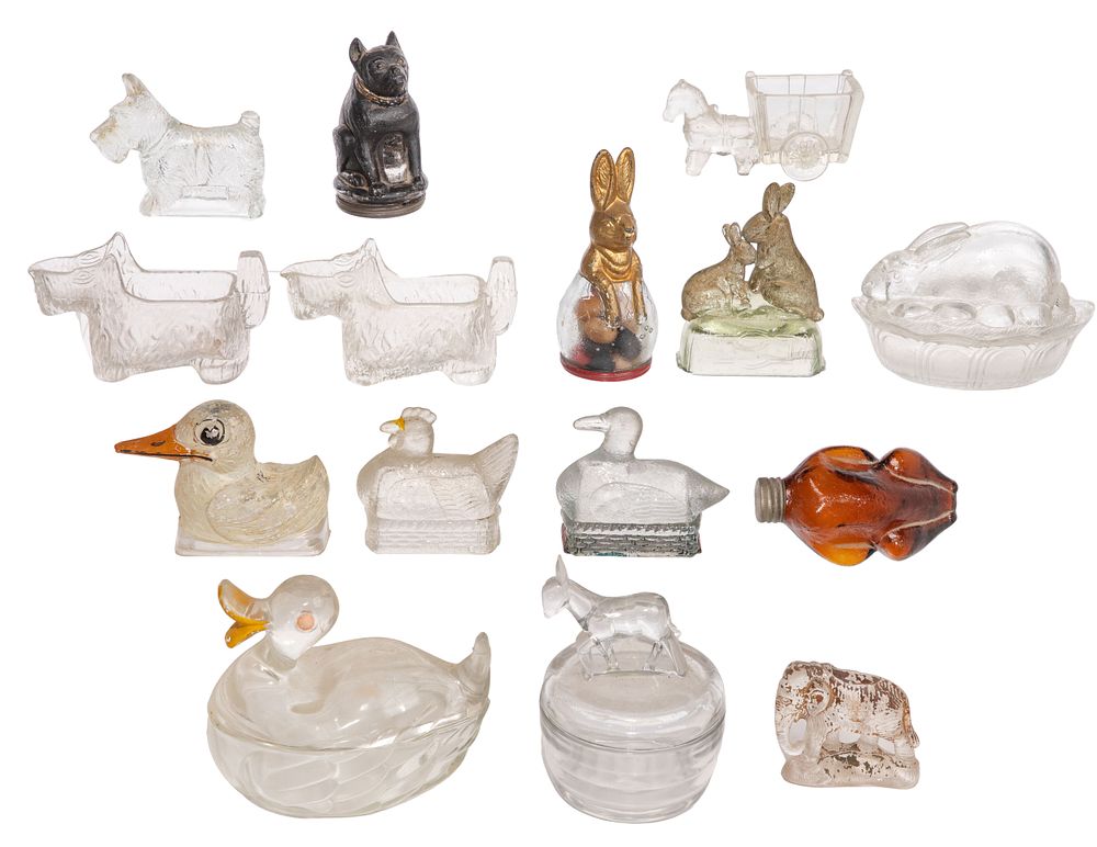 Lot 456: Animal Glass Candy Container Assortment