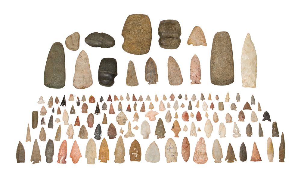 Lot 474: Native American Arrowhead and Tool Assortment