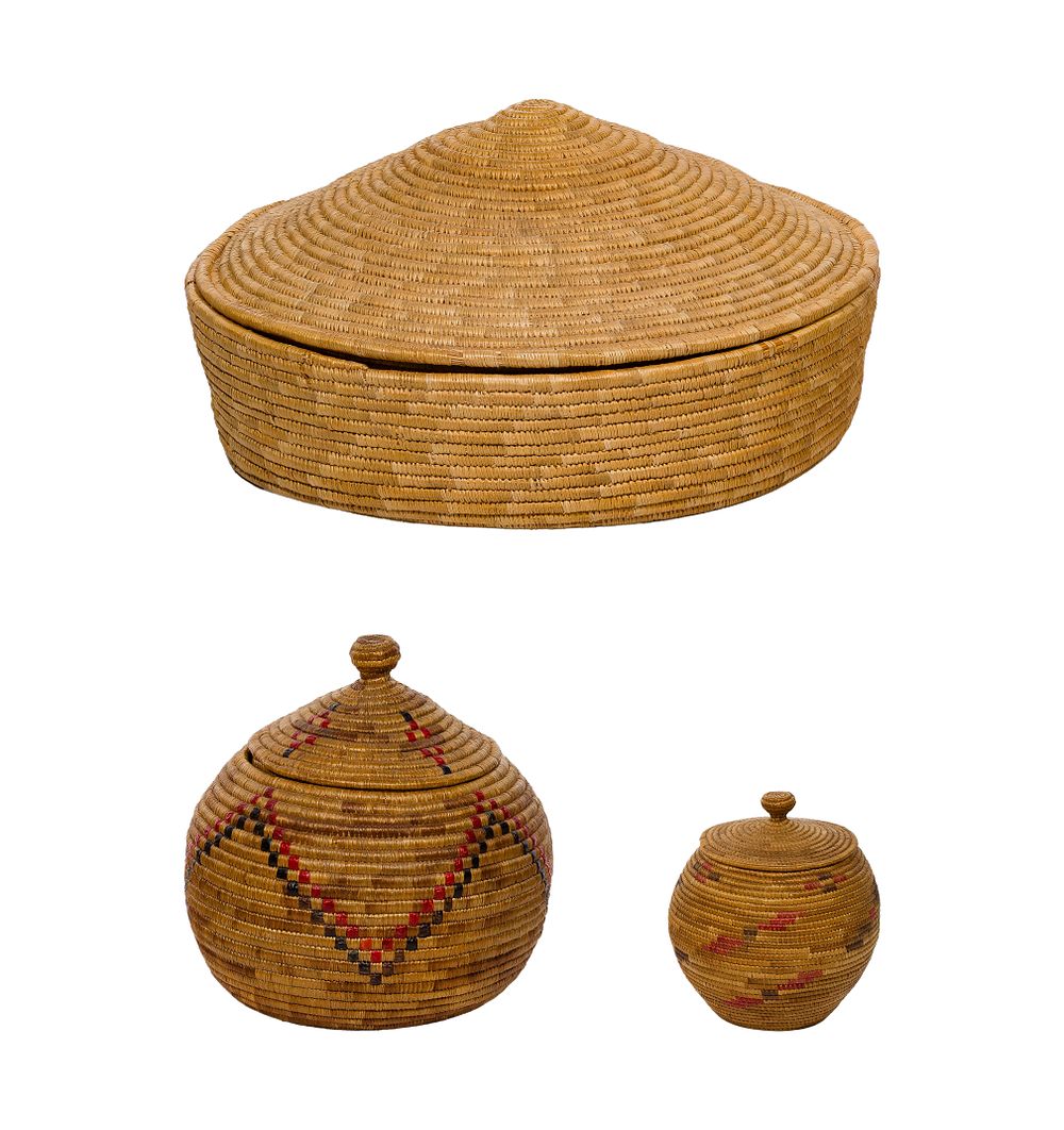 Lot 484: Native American Inuit Lidded Basket Assortment
