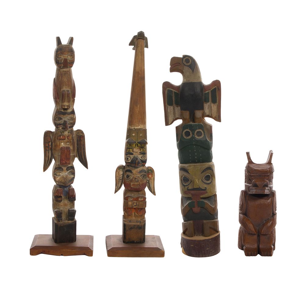 Lot 486: Native American Northwest Coast Totem Pole Model Assortment