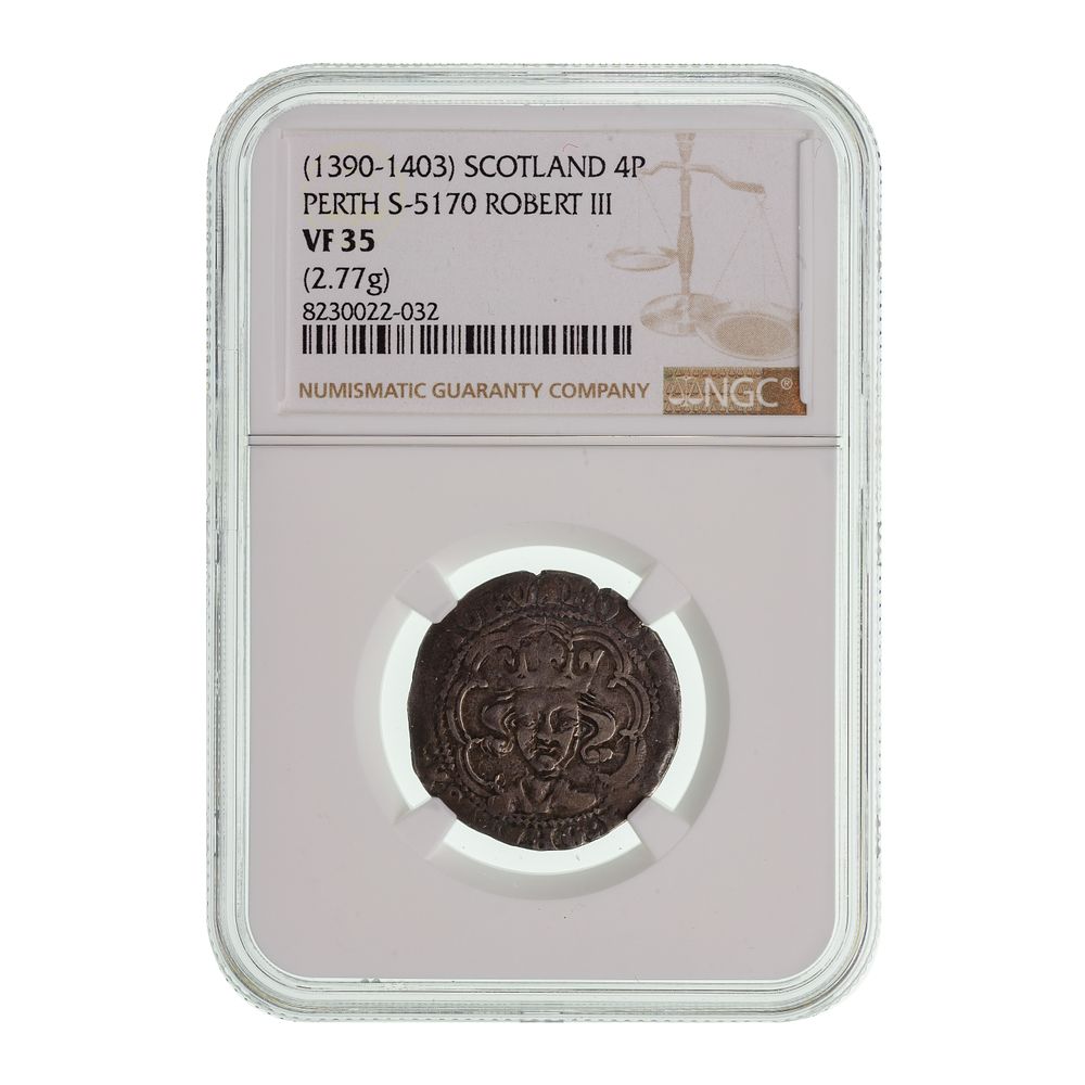 Lot 250: SCOTLAND (1390-1403) 4P Perth, S-5170, Robert III VF-35 NGC