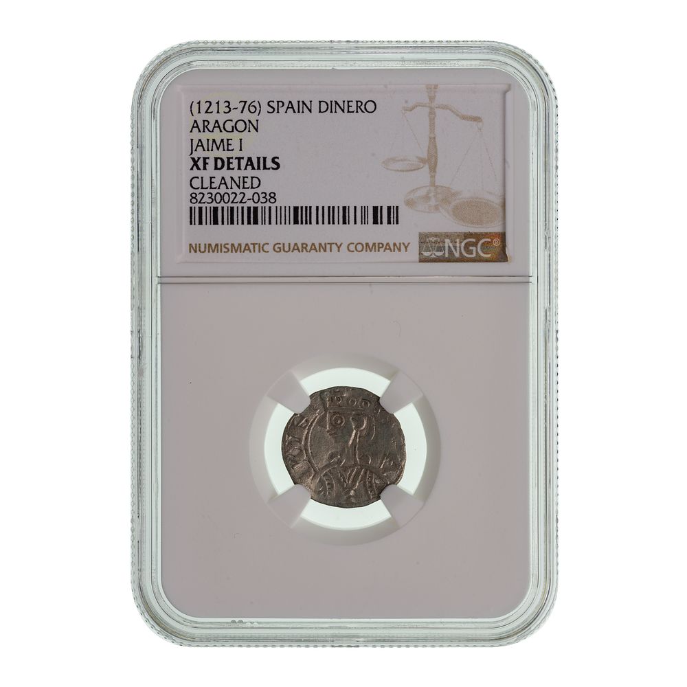 Lot 252: SPAIN (1213-76) Dinero Aragon Jaime I XF DETAILS NGC