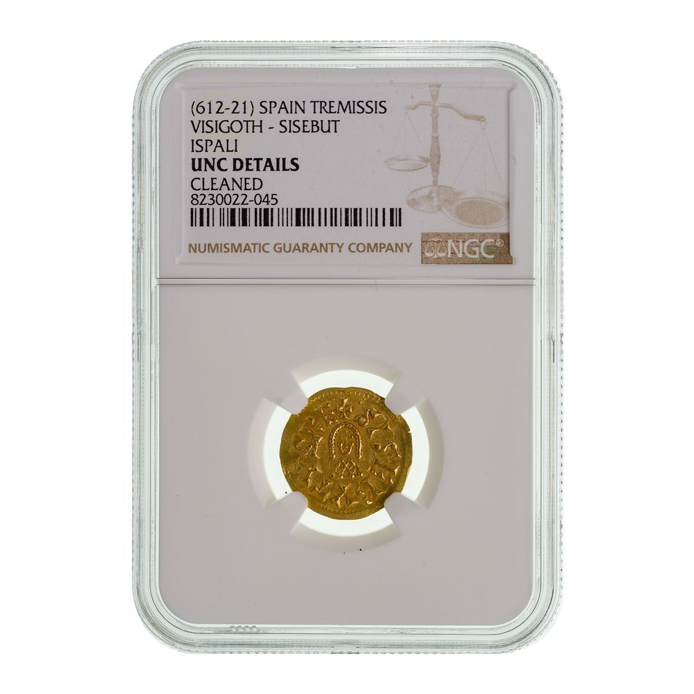 Lot 255: SPAIN (612-21) Tremissis Visigoth - Sisebut Ispali UNC DETAILS NGC