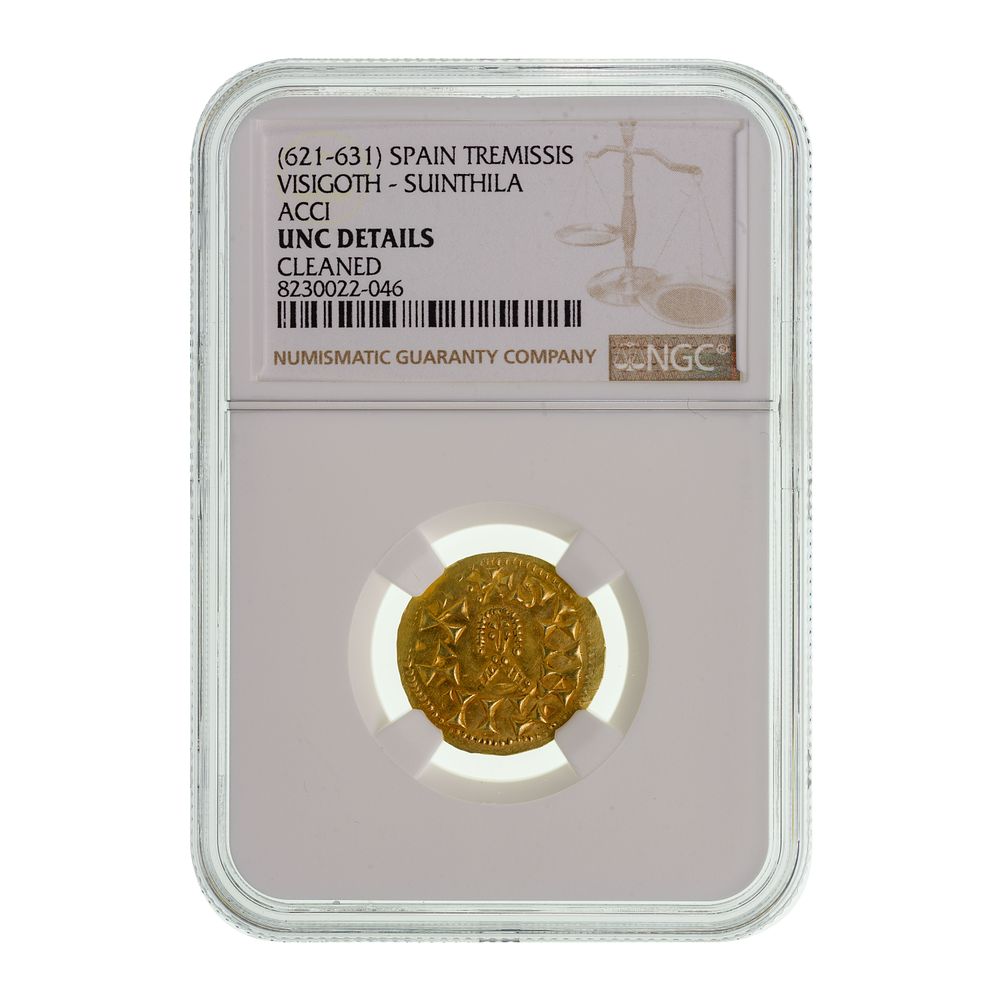 Lot 256: SPAIN (621-631) Tremissis Visigoth - Suinthila Acci UNC DETAILS NGC