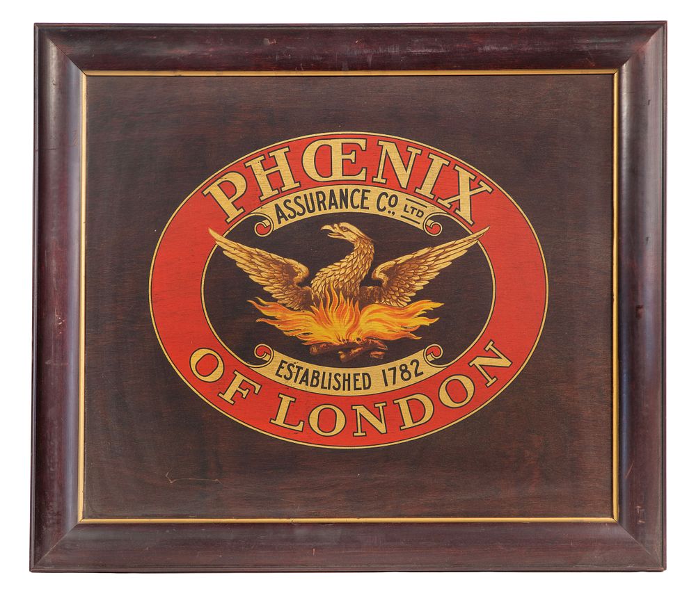 Lot 256: Phoenix Assurance Co. of London Wood Advertising Sign