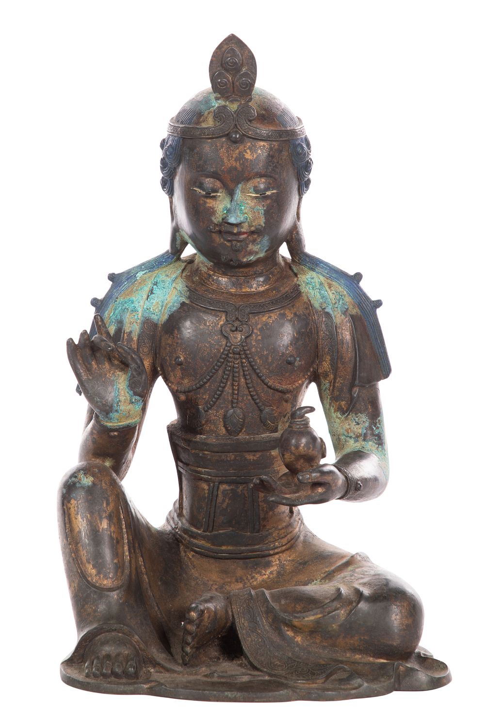 Lot 301: Sino-Tibetan Gilt Bronze Guanyin Statue